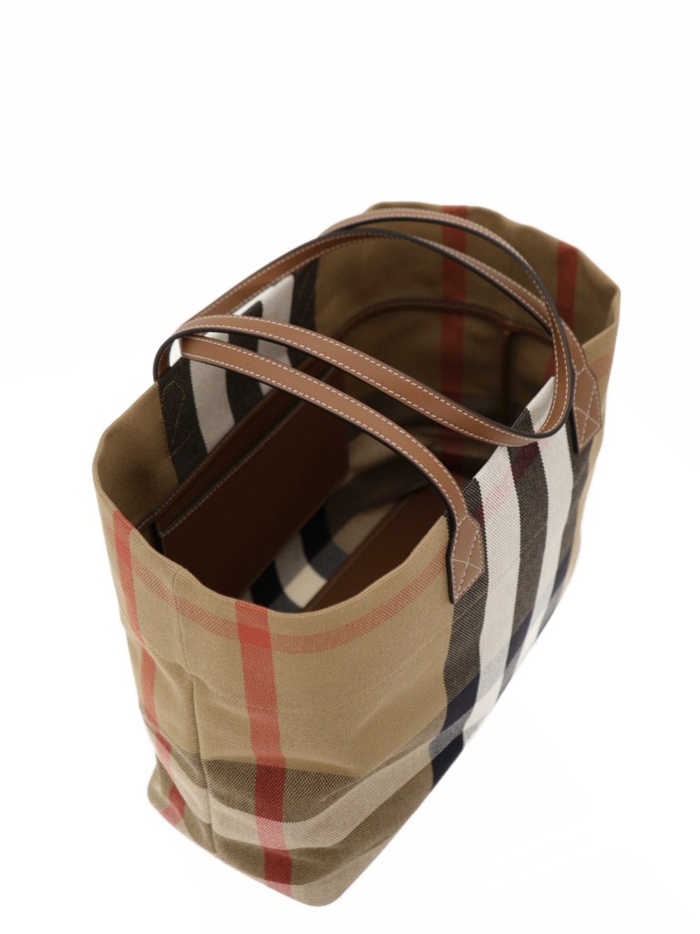 Burberry London Tote Check Taupe Brown Canvas New - Picture 4 of 7